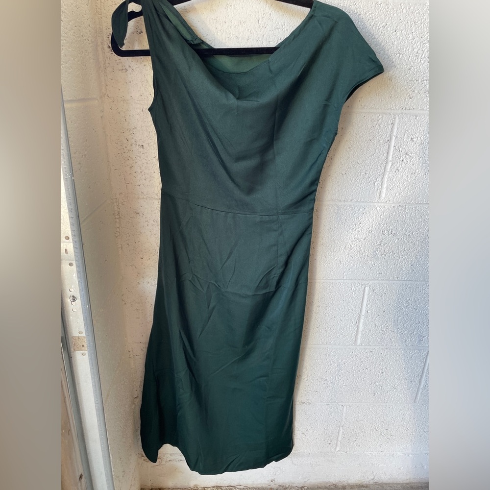 Green satin dress